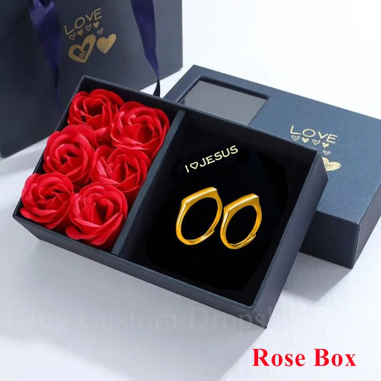Projection Couple Ring I Love Jesus Couple Jewelry Light Sculpted Adjustable reflecting Ring  Valentine's Day Gift  for Lover