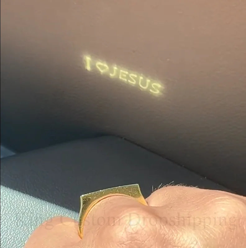 Projection Couple Ring I Love Jesus Couple Jewelry Light Sculpted Adjustable reflecting Ring  Valentine's Day Gift  for Lover